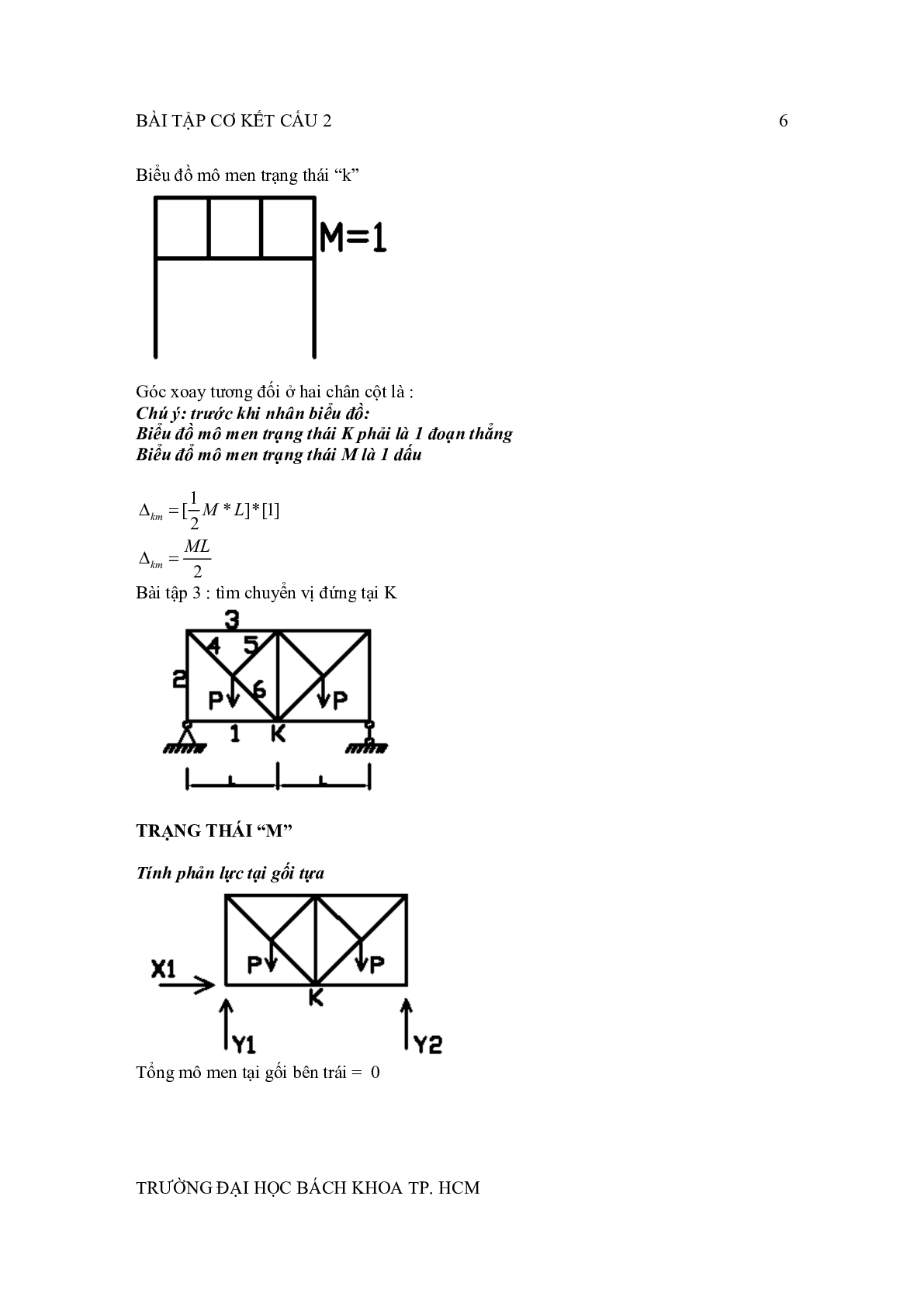 Ngân hàng bài tập Cơ kết cấu 2 (có lời giải) | Đại học Bách Khoa Thành Phố Hồ Chí Minh (trang 6)
