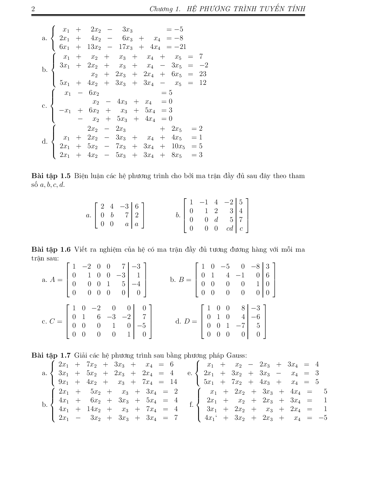 Ngân hàng bài tập Đại số tuyến tính (có đáp án) | Trường đại học Kinh tế Thành phố Hồ Chí Minh (trang 2)