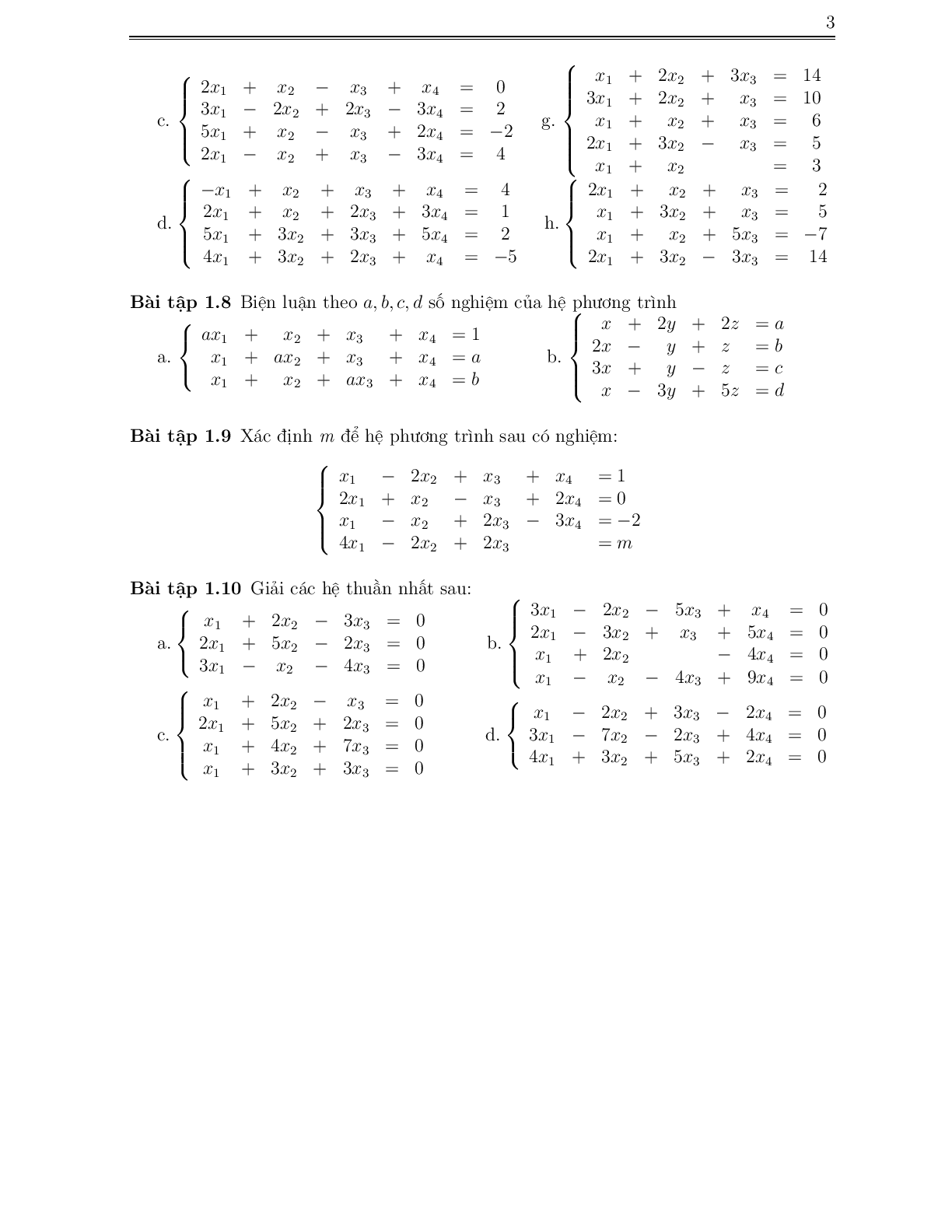 Ngân hàng bài tập Đại số tuyến tính (có đáp án) | Trường đại học Kinh tế Thành phố Hồ Chí Minh (trang 3)