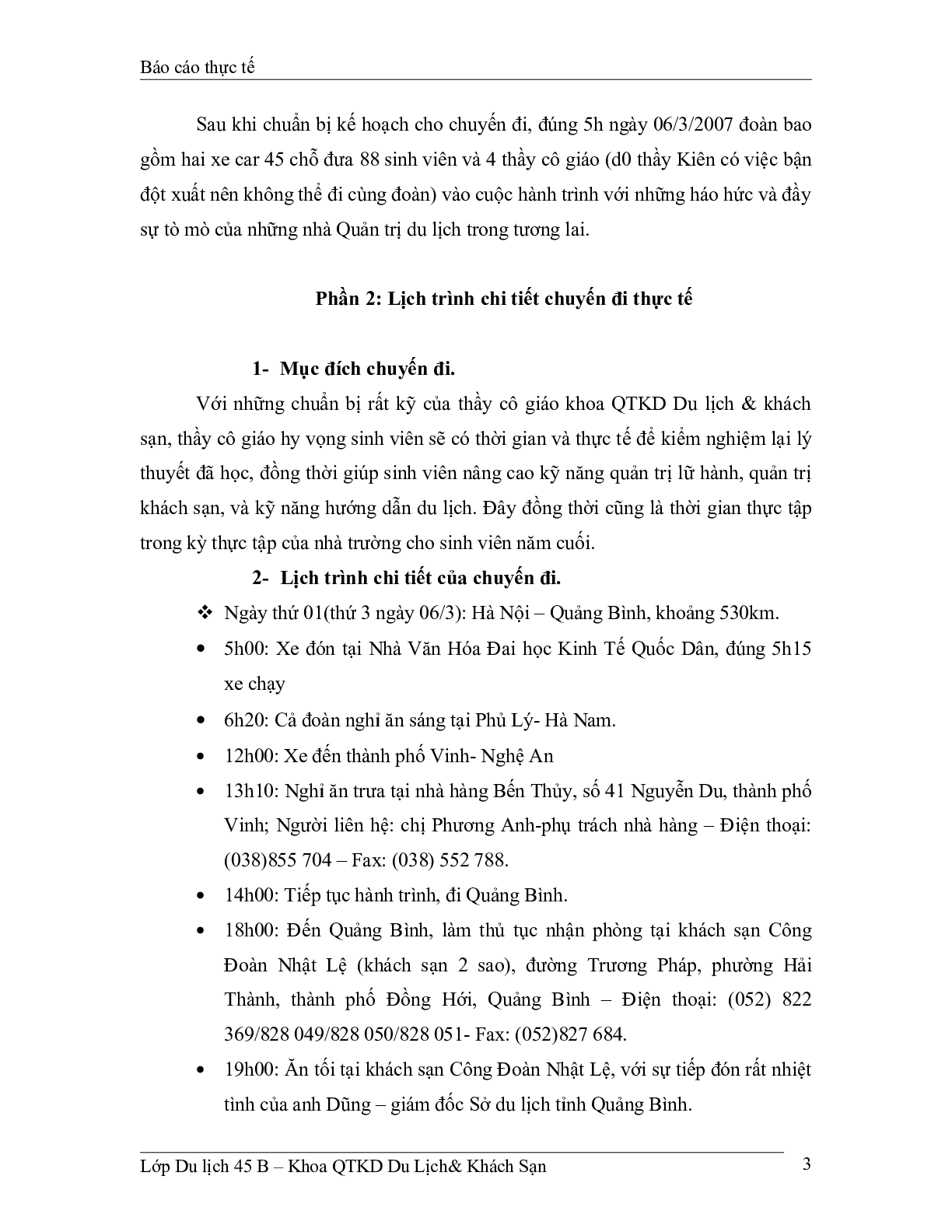 Báo cáo chuyến đi thực tế của sinh viên du lịch | Trường Đại học Kinh Tế Quốc Dân (trang 3)