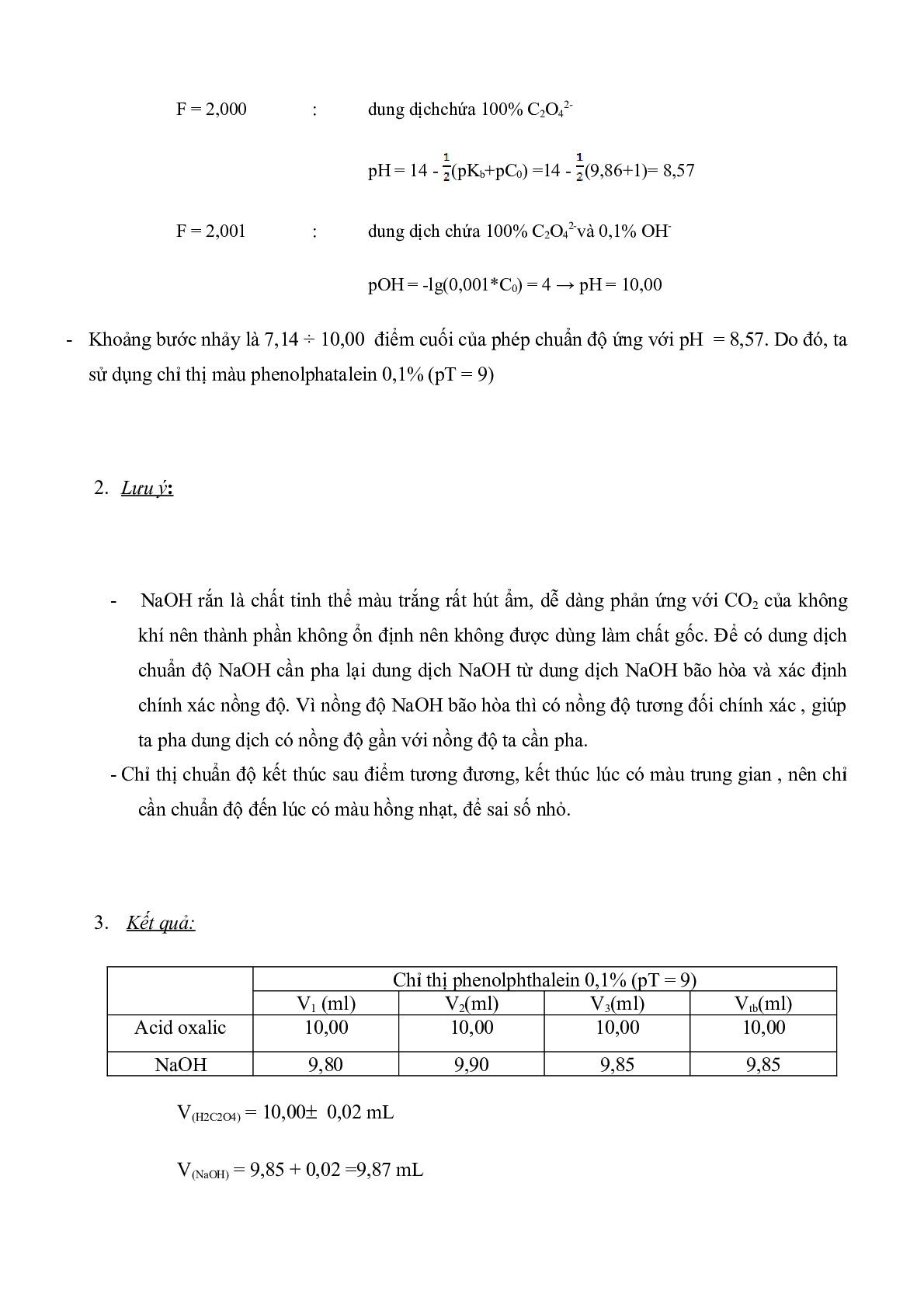 Báo cáo thực hành chuẩn độ Axit - Bazơ | Hóa phân tích (trang 2)