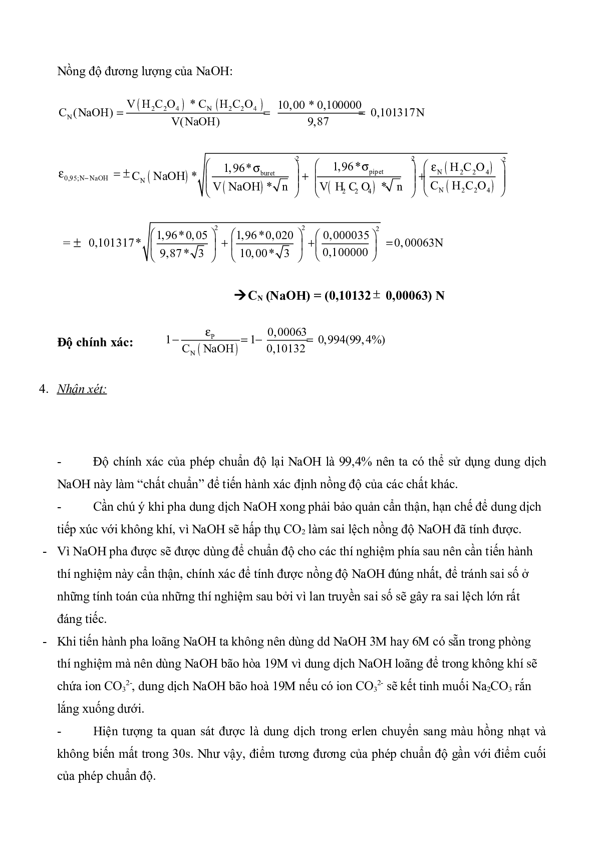 Báo cáo thực hành chuẩn độ Axit - Bazơ | Hóa phân tích (trang 3)