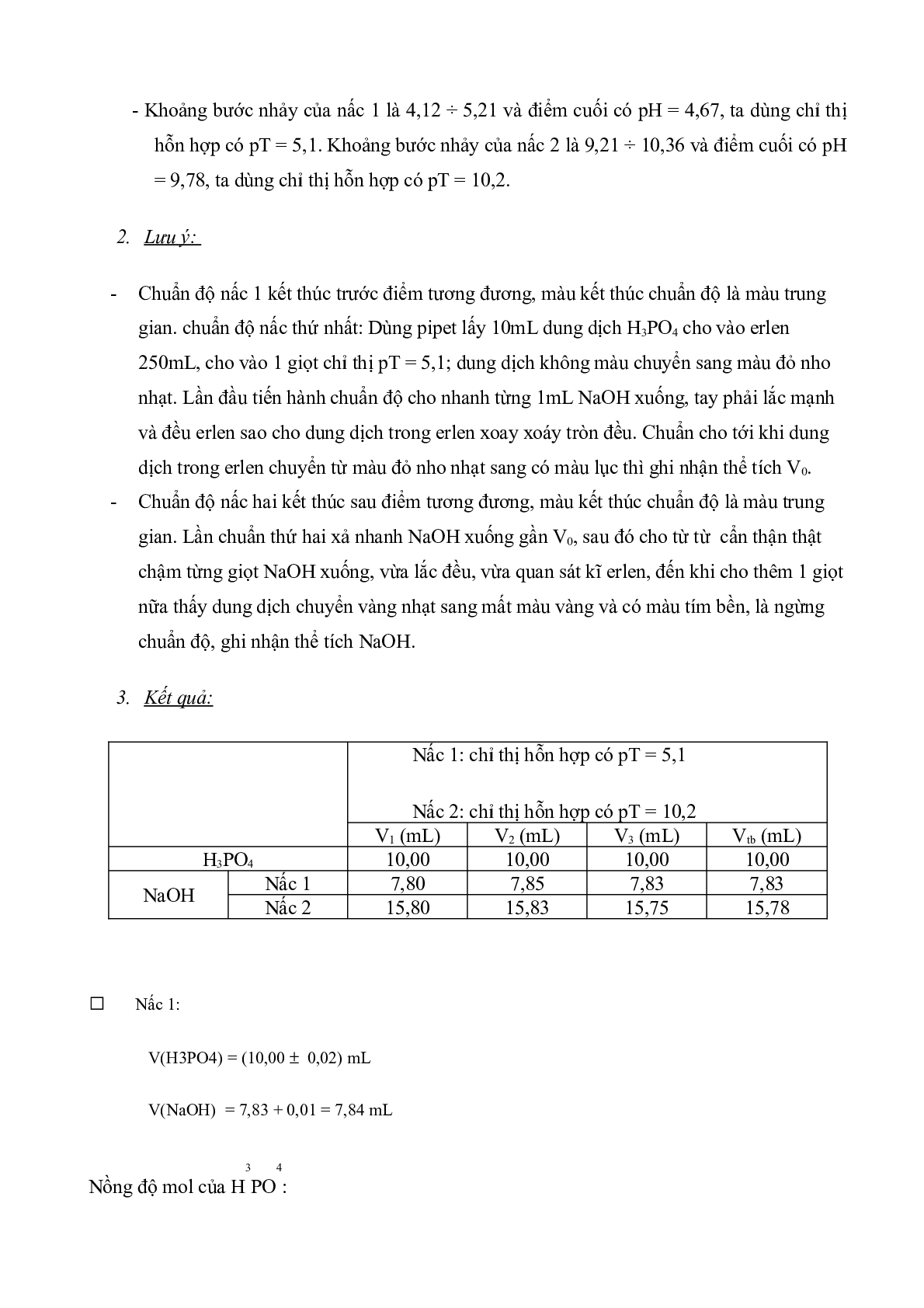 Báo cáo thực hành chuẩn độ Axit - Bazơ | Hóa phân tích (trang 6)