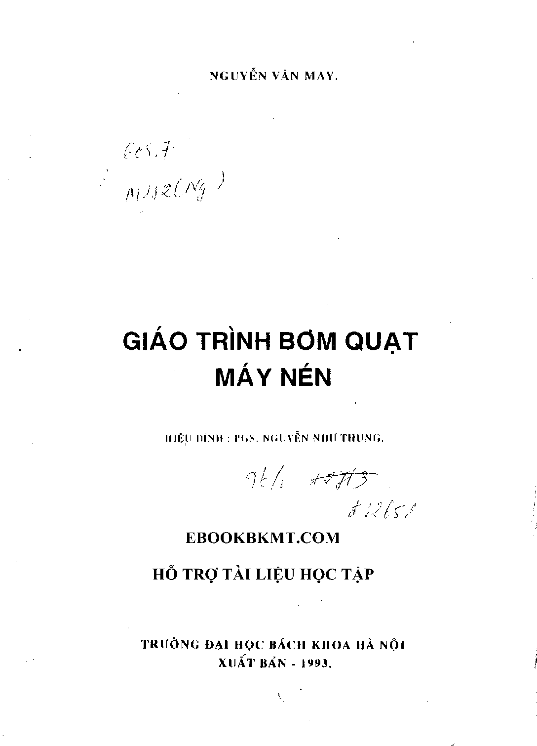 Giáo trình Bơm quạt máy nén | Đại học Bách Khoa Hà Nội (trang 2)