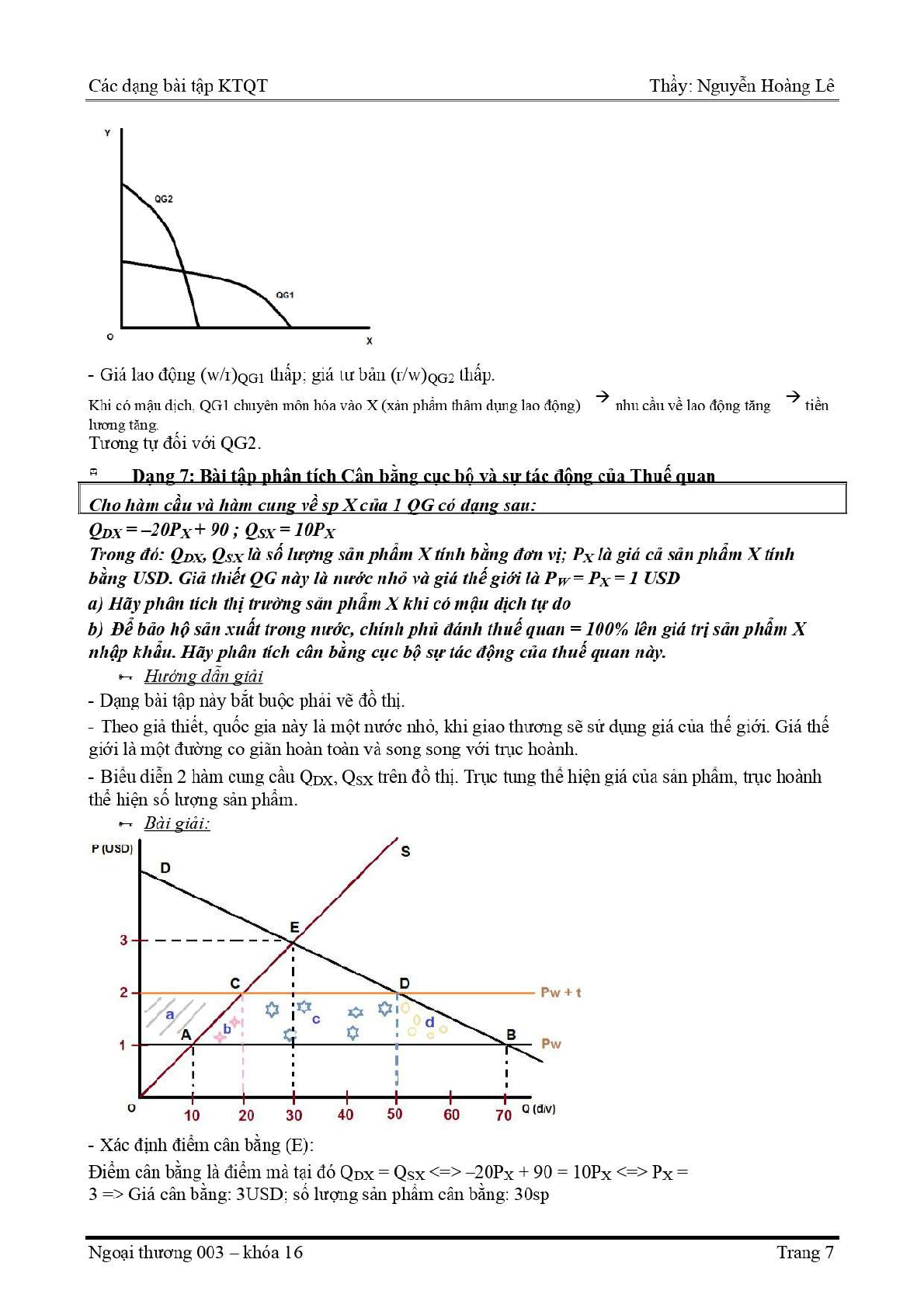 Ngân hàng bài tập Kinh tế quốc tế (có lời giải) | Đại học Hoa Sen (trang 7)