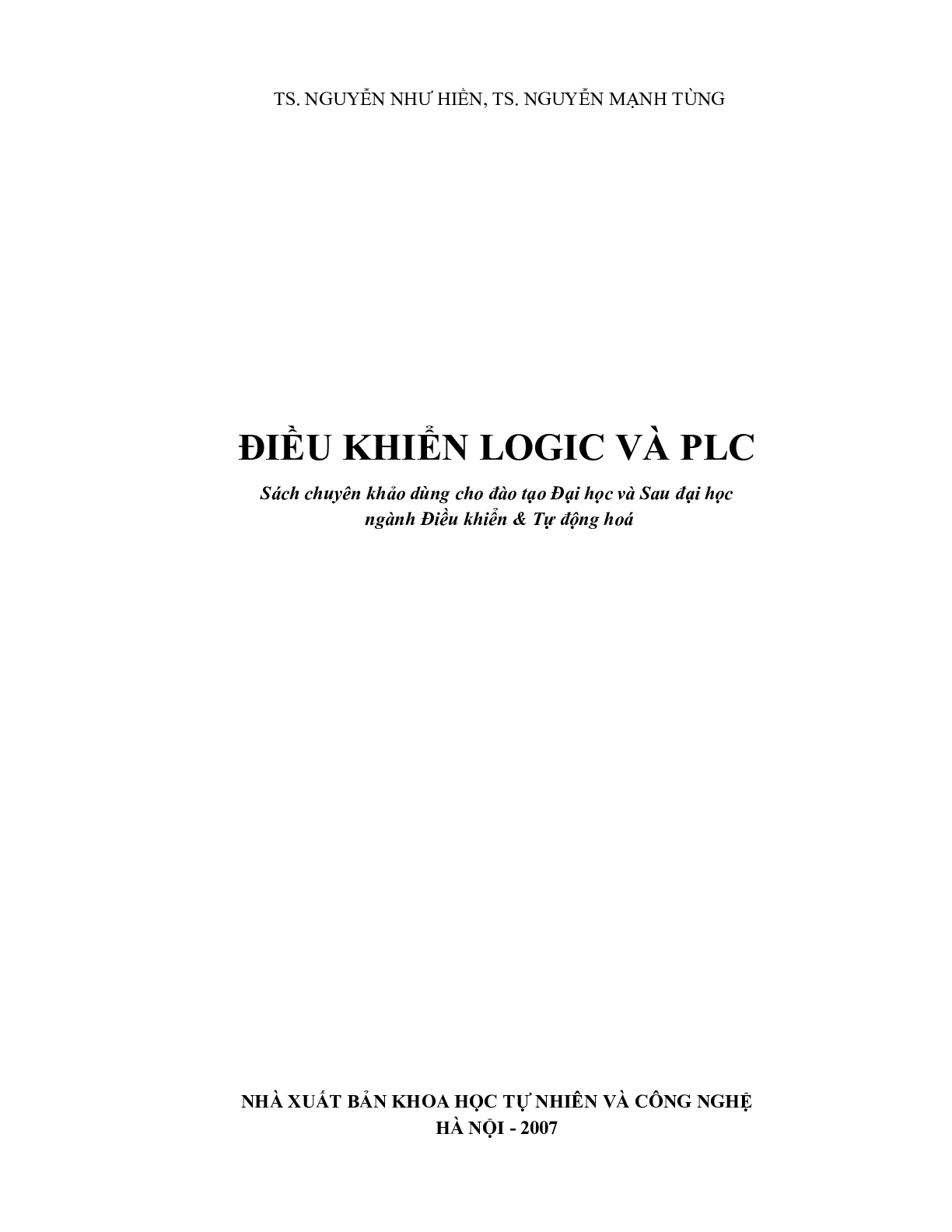 Giáo trình môn Điều khiển logic và PLC | Đại học Bách khoa Hà Nội (trang 1)