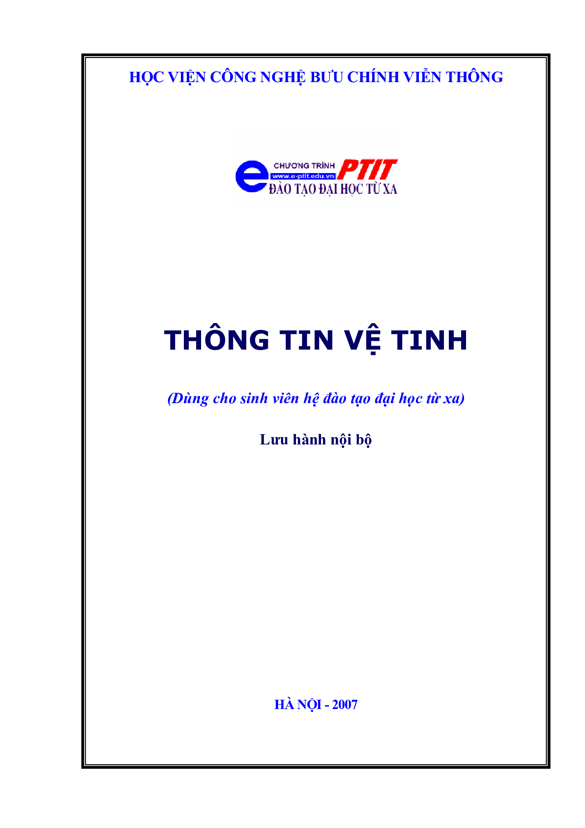 Giáo trình môn Thông tin vệ tinh | Đại học Bách khoa Hà Nội (trang 1)