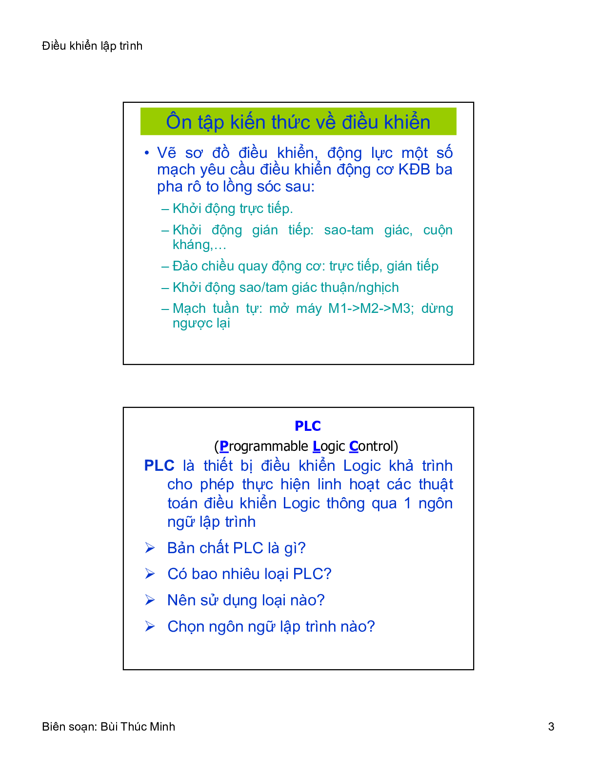 Bài giảng PPT (Power Point) học phần Điều khiển LOGIC & PLC | SLIDE | Đại học Nha Trang (trang 3)