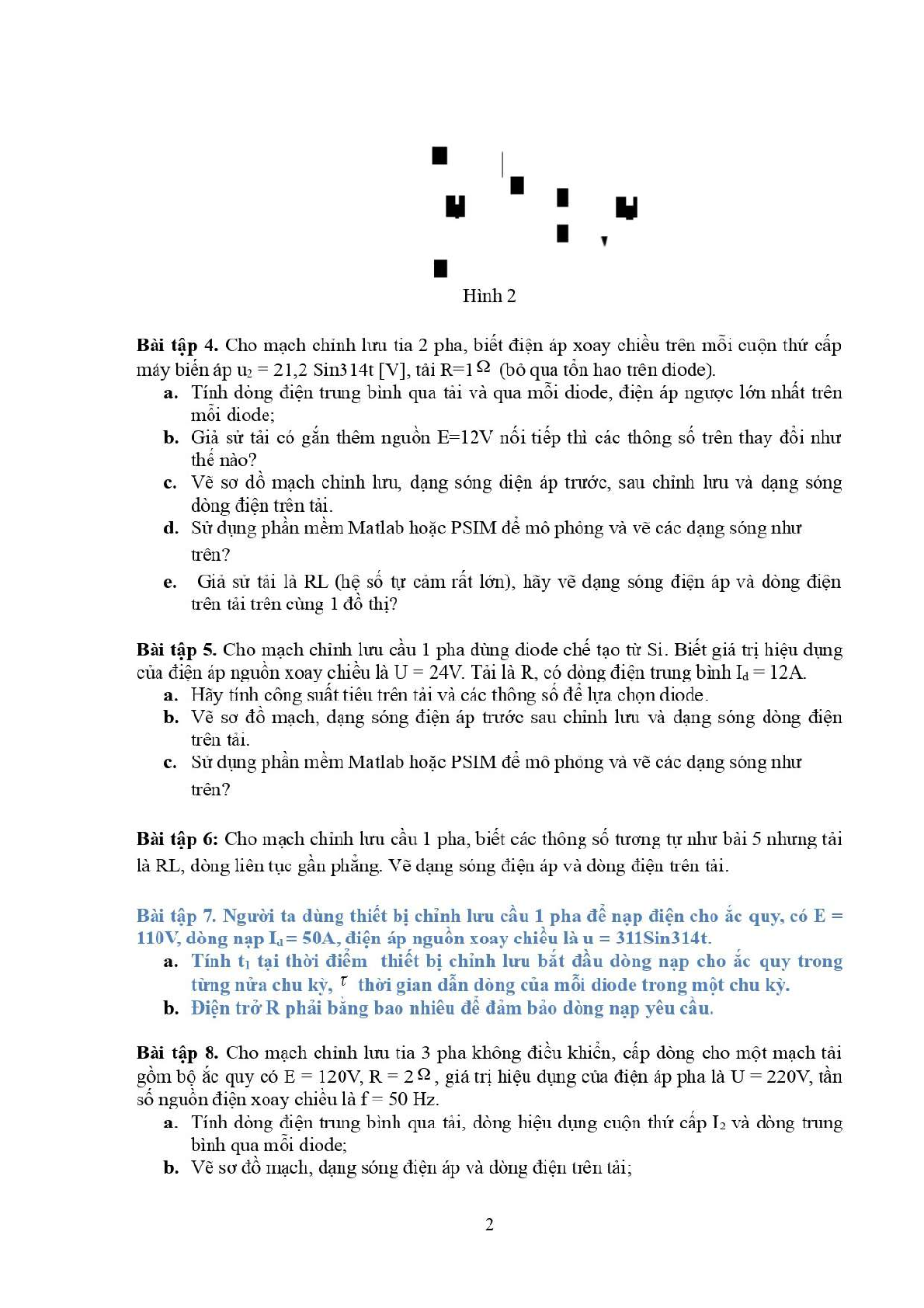 Ngân hàng bài tập Mạch chỉnh lưu (có lời giải) | Điện tử công suất | Trường Đại học Sư phạm Kỹ thuật Thành phố Hồ Chí Minh (trang 2)