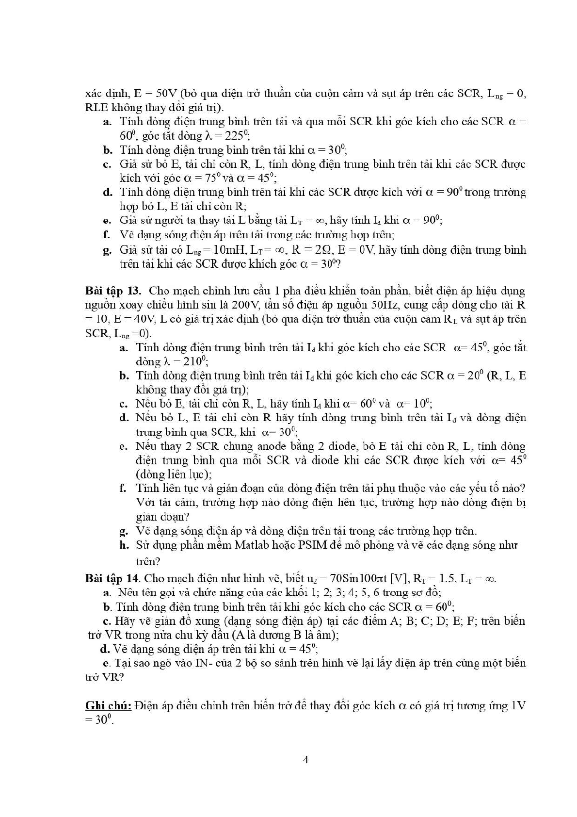 Ngân hàng bài tập Mạch chỉnh lưu (có lời giải) | Điện tử công suất | Trường Đại học Sư phạm Kỹ thuật Thành phố Hồ Chí Minh (trang 4)