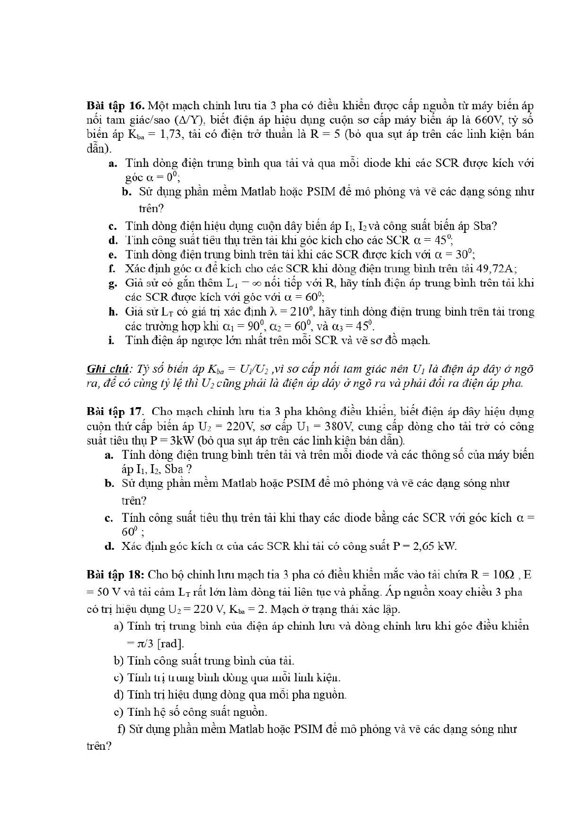Ngân hàng bài tập Mạch chỉnh lưu (có lời giải) | Điện tử công suất | Trường Đại học Sư phạm Kỹ thuật Thành phố Hồ Chí Minh (trang 6)
