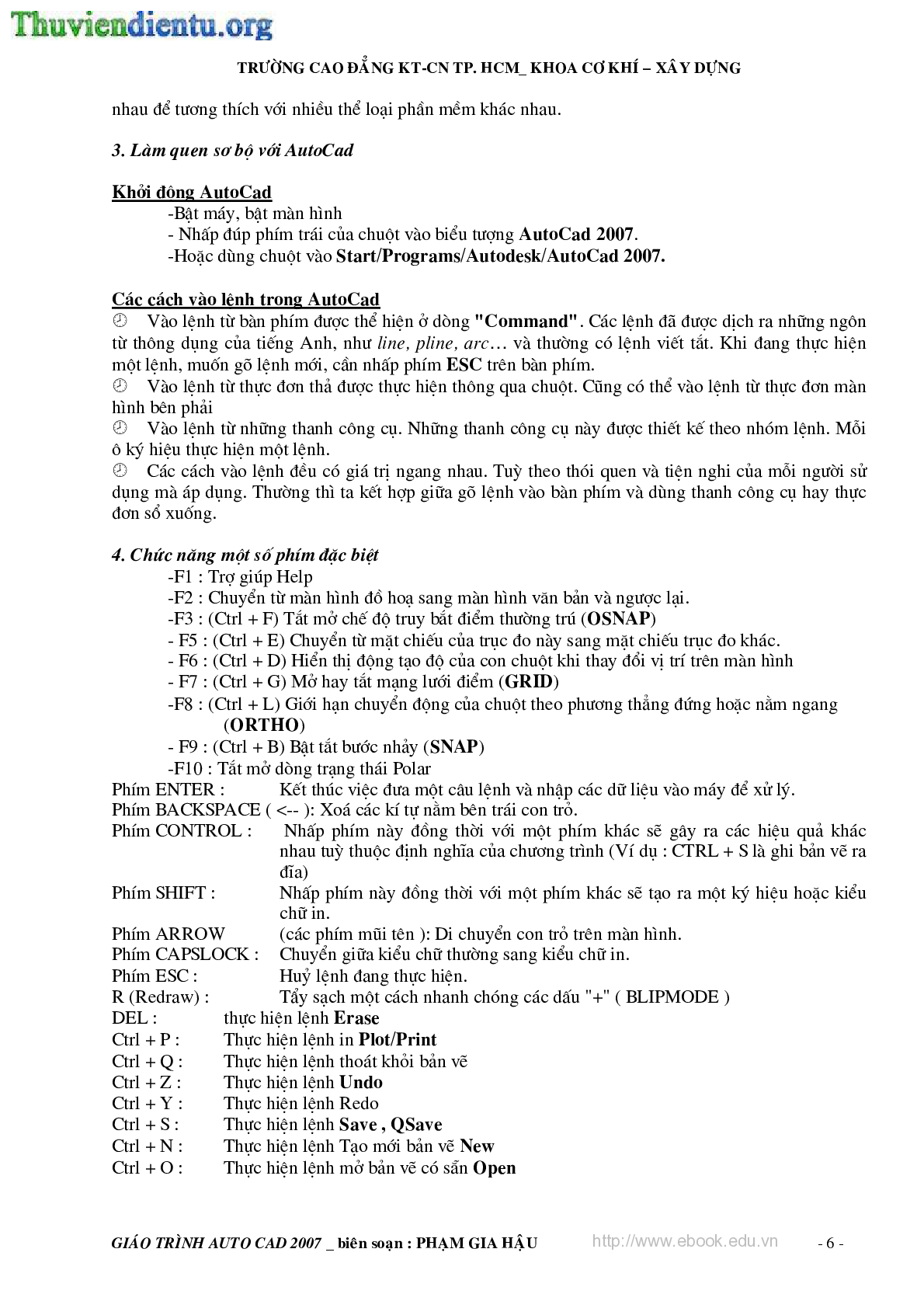 Giáo trình môn AutoCAD 2007 | Trường cao đẳng Kỹ thuật Công nghệ Thành phố Hồ Chí Minh (trang 6)