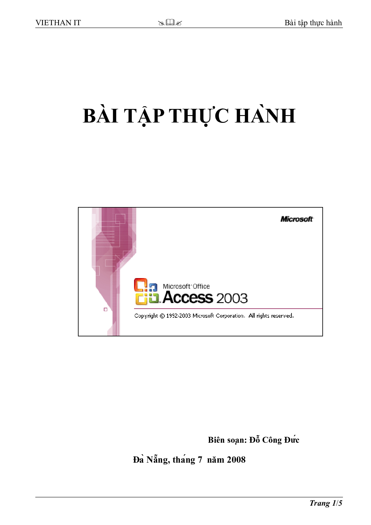 Bài tập thực hành Access 2003 | Tin học đại cương (trang 1)