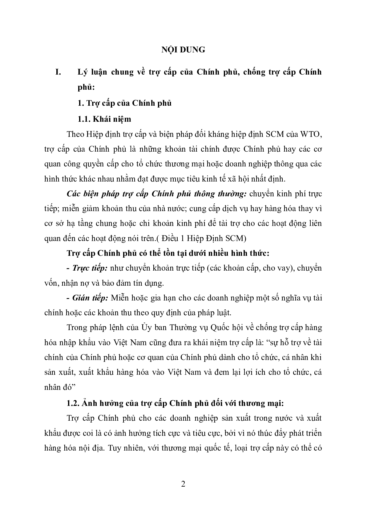 Biện pháp phòng vệ thương mại chống trợ cấp của Chính phủ | Tiểu luận môn Luật thương mại quốc tế | Đại học Huế (trang 4)