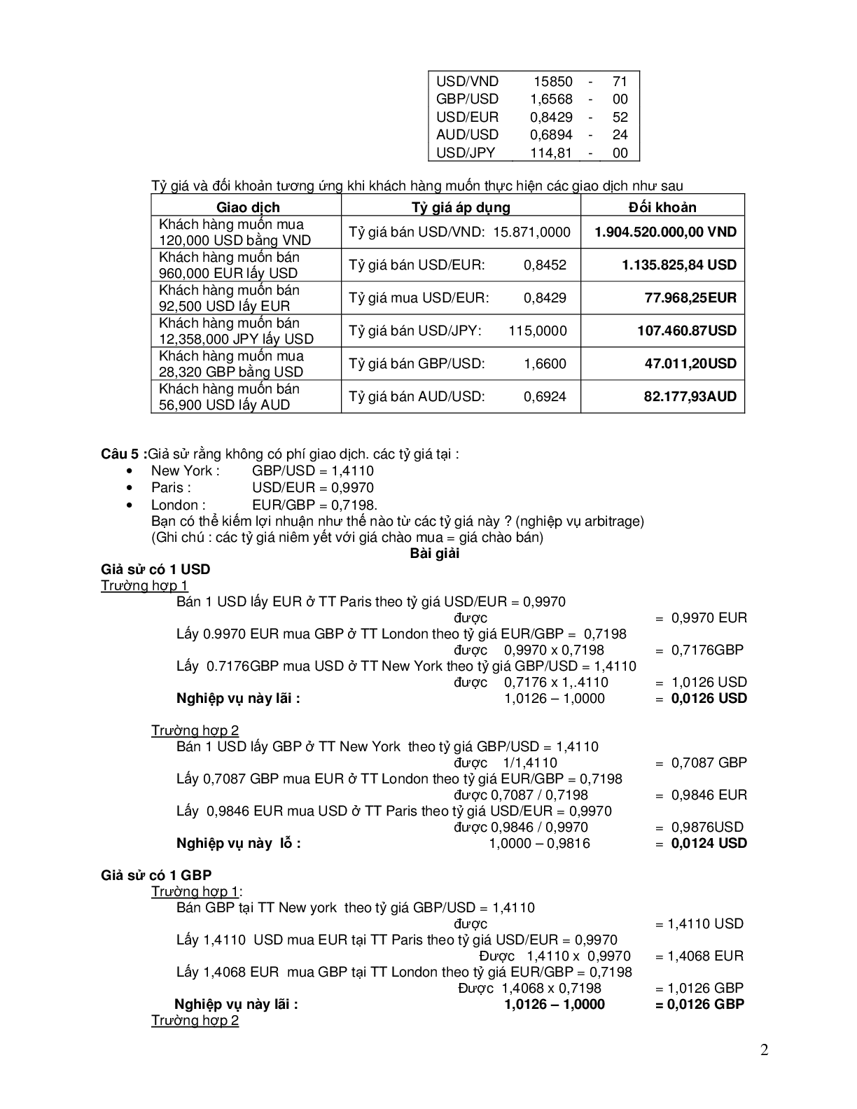 TOP 10 bài tập về Tỷ giá hối đoái (có đáp án) | Thanh toán quốc tế | Trường Đại học Thủ Dầu Một (trang 2)