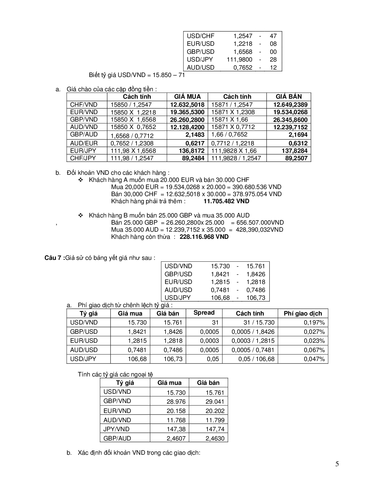 TOP 10 bài tập về Tỷ giá hối đoái (có đáp án) | Thanh toán quốc tế | Trường Đại học Thủ Dầu Một (trang 5)