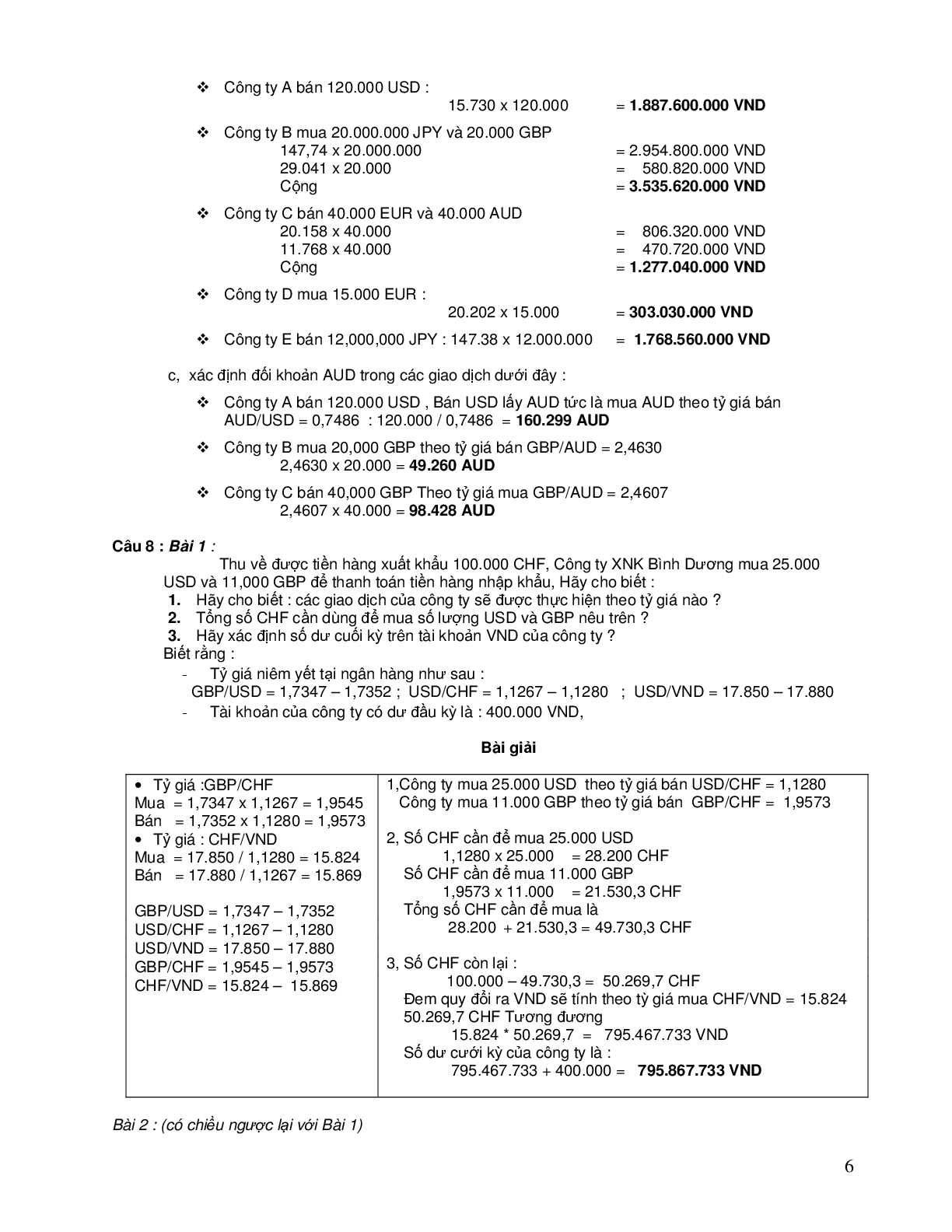 TOP 10 bài tập về Tỷ giá hối đoái (có đáp án) | Thanh toán quốc tế | Trường Đại học Thủ Dầu Một (trang 6)