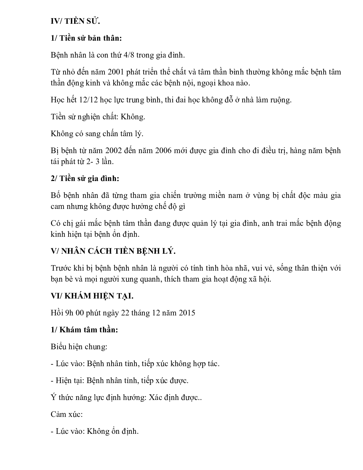 Bệnh án Chuyên khoa tâm thần | PDF (trang 3)