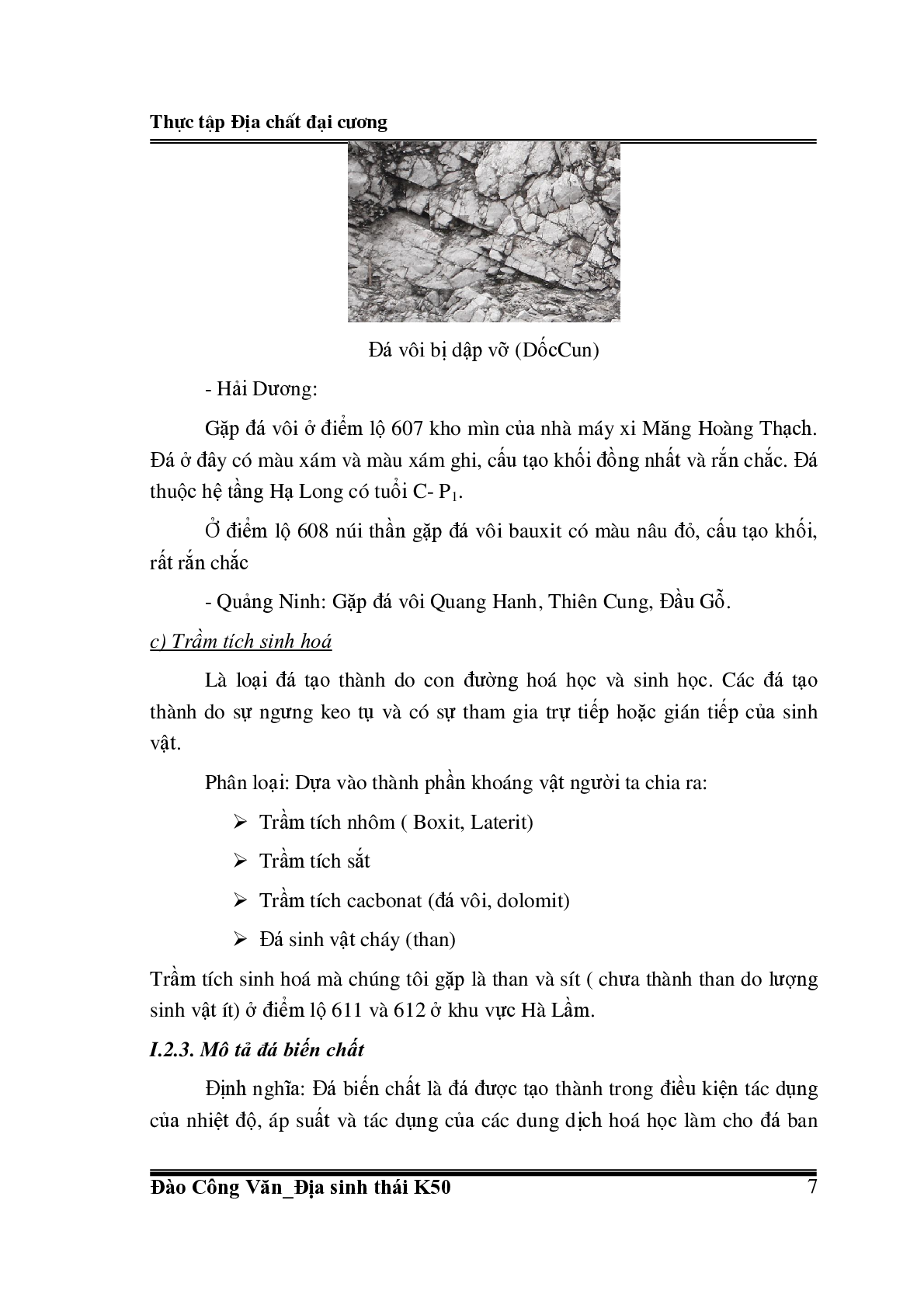 Báo cáo thực tập Địa chất đại cương | Trường Đại học Mỏ - Địa chất (trang 7)