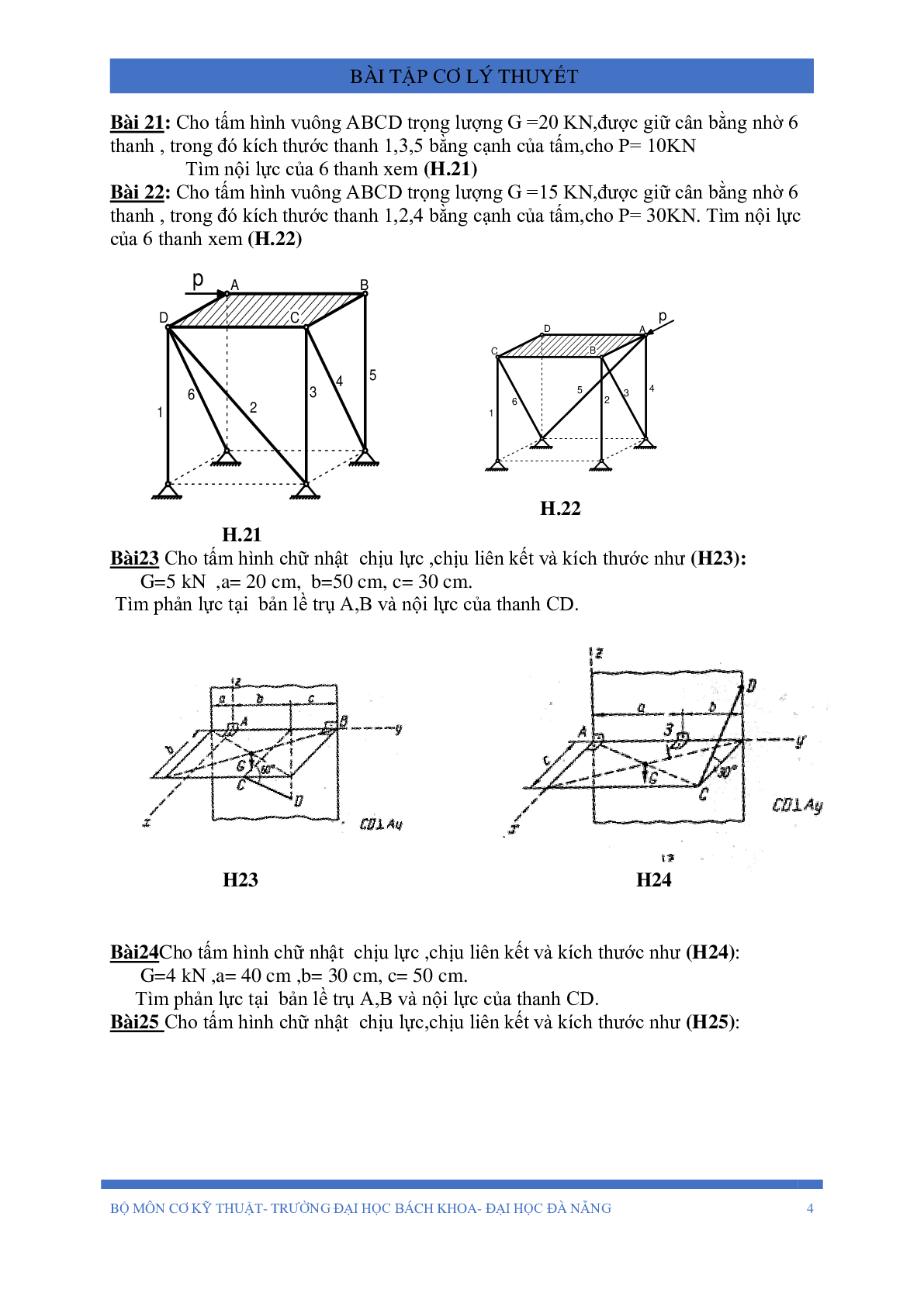 Ngân hàng bài tập môn Cơ lý thuyết | Trường Đại học Bách khoa, Đại học Đà Nẵng (trang 4)