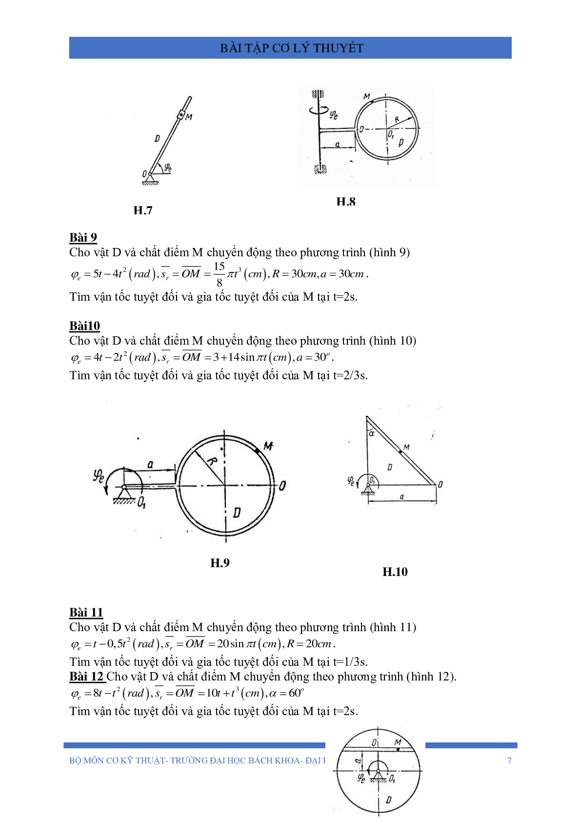 Ngân hàng bài tập môn Cơ lý thuyết | Trường Đại học Bách khoa, Đại học Đà Nẵng (trang 7)
