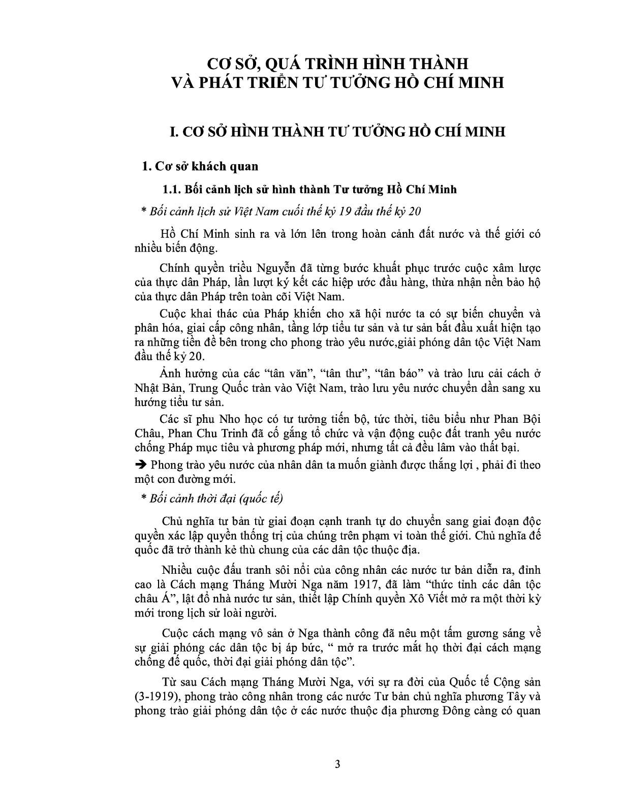 Tiểu luận: Cơ sở, quá trình hình thành và phát triển tư tưởng Hồ Chí Minh | Trường Cao đẳng Kinh tế Thành phố Hồ Chí Minh (trang 3)