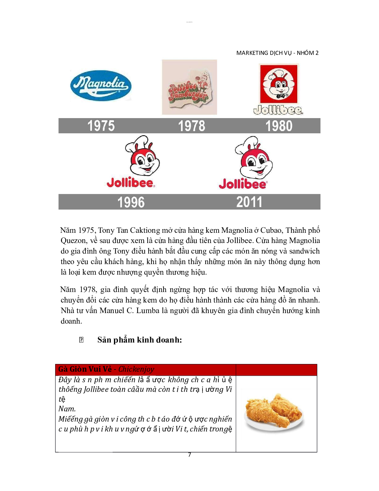 Jollibee - Giải pháp marketing dịch vụ ăn uống | Tiểu luận môn Marketing dịch vụ | PTIT (trang 7)