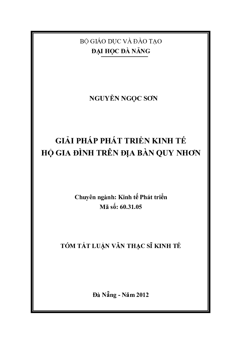 Giải pháp phát triển kinh tế hộ gia đình | Luận văn Thạc sĩ Kinh tế | Đại học Đà Nẵng (trang 1)