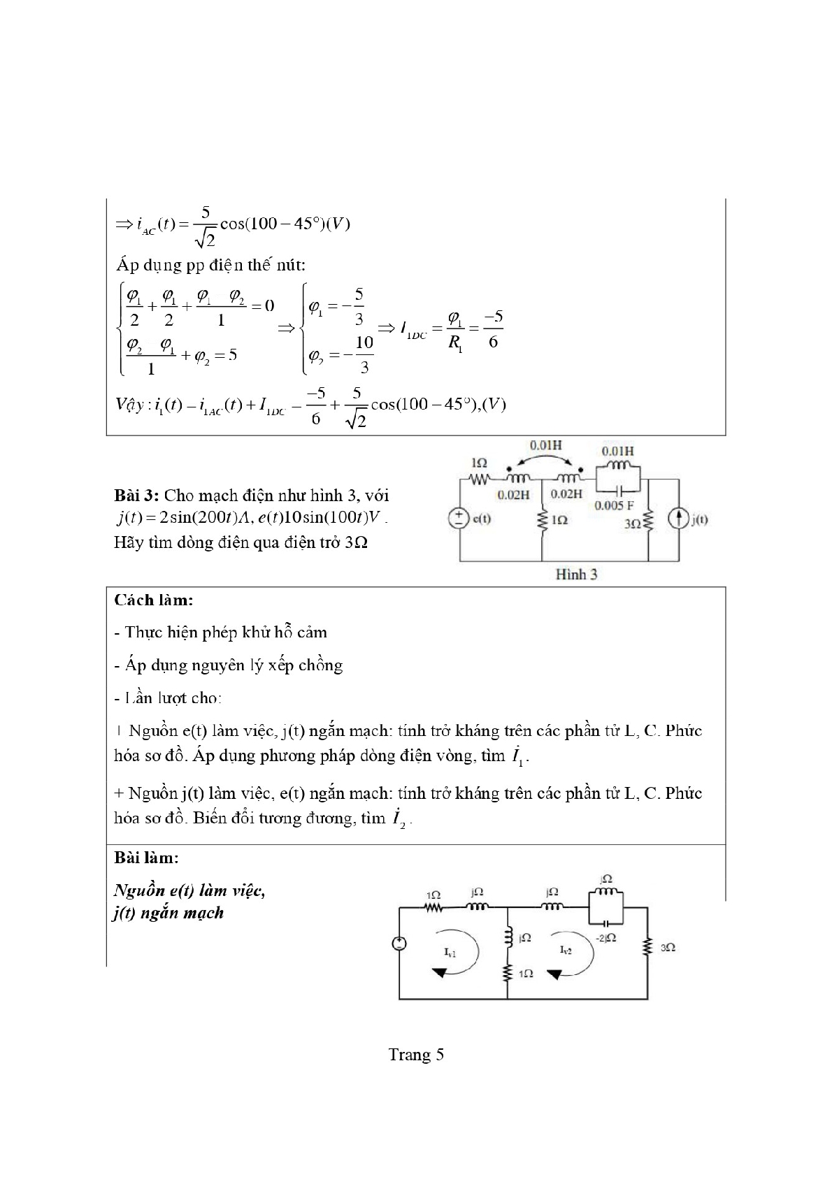TOP 15 Bài tập Lý thuyết mạch (có đáp án) | Học viện Công nghệ Bưu chính Viễn thông (trang 4)