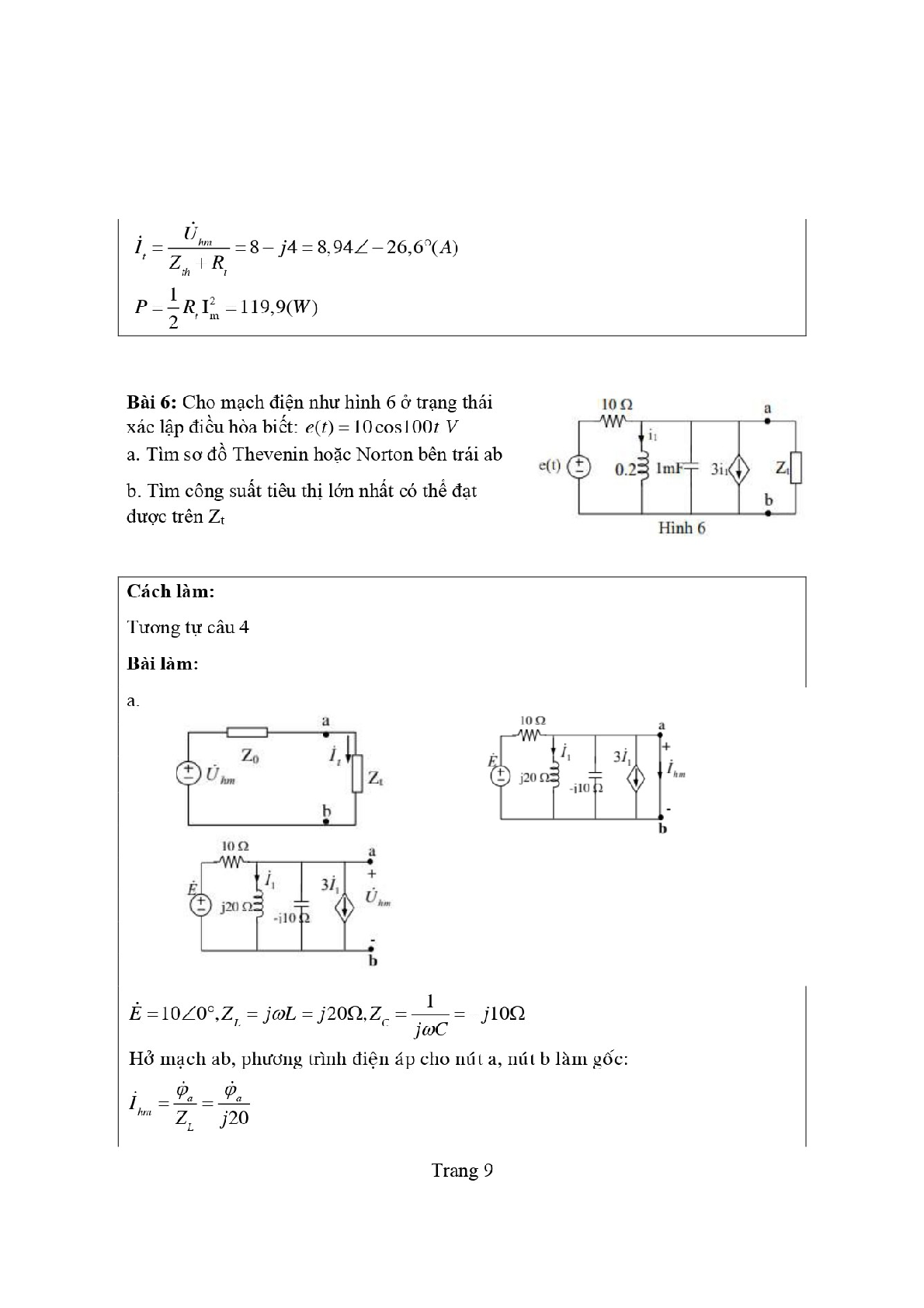 TOP 15 Bài tập Lý thuyết mạch (có đáp án) | Học viện Công nghệ Bưu chính Viễn thông (trang 8)