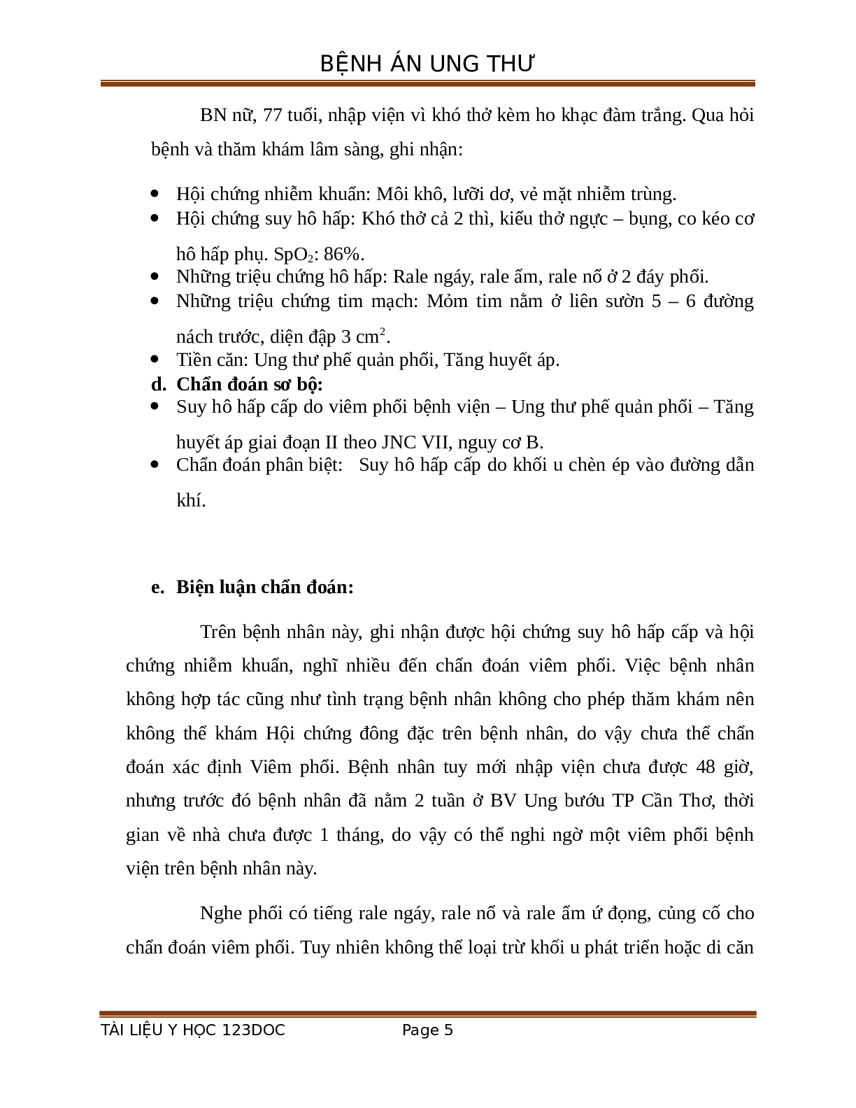 Bệnh án Ung thư phổi | PDF (trang 5)