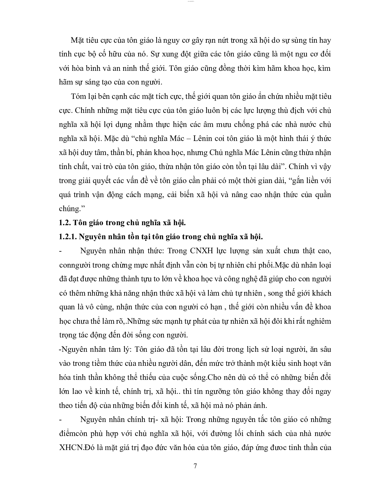 Quan điểm, chính sách về tôn giáo của Đảng và nhà nước ta hiện nay | Tiểu luận môn Triết học Mác - Lênin | UEF (trang 7)