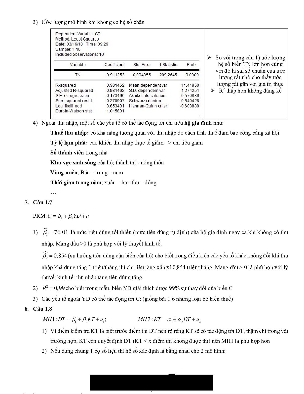 Đáp án bài tập KINH TẾ LƯỢNG | Trường Đại học Kinh tế Quốc Dân (trang 4)