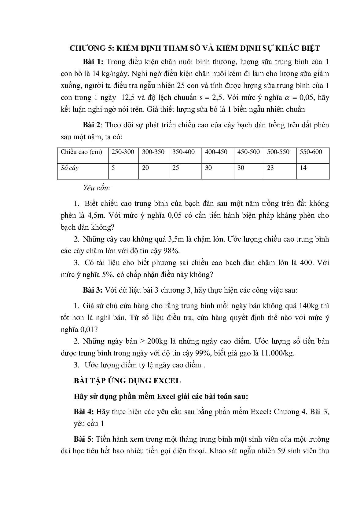 Ngân hàng bài tập Thống kê kinh tế (có đáp án) | Trường Đại học Phạm Văn Đồng (trang 5)