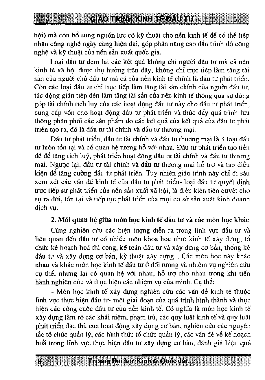 Giáo trình môn Kinh tế đầu tư | Trường Đại học Kinh tế Quốc Dân (trang 7)