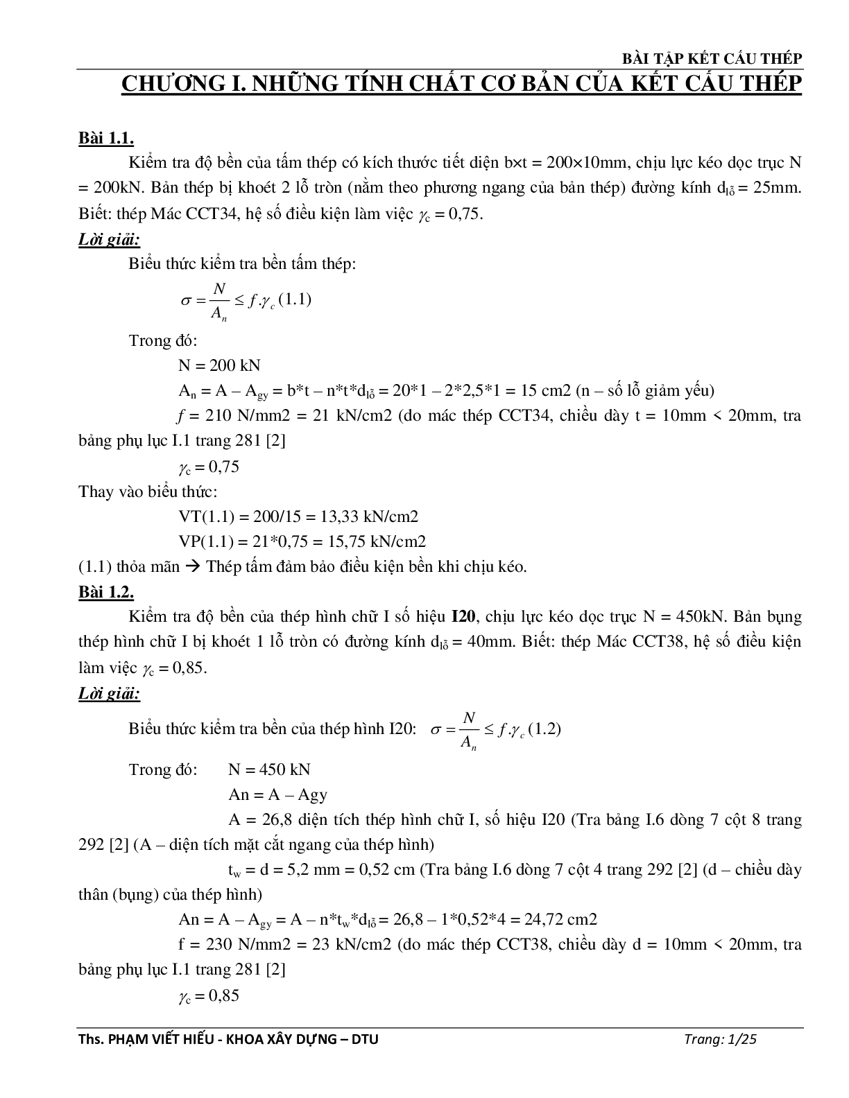 Ngân hàng bài tập môn Kết cấu thép (có đáp án) | Trường Đại học Duy Tân (trang 2)