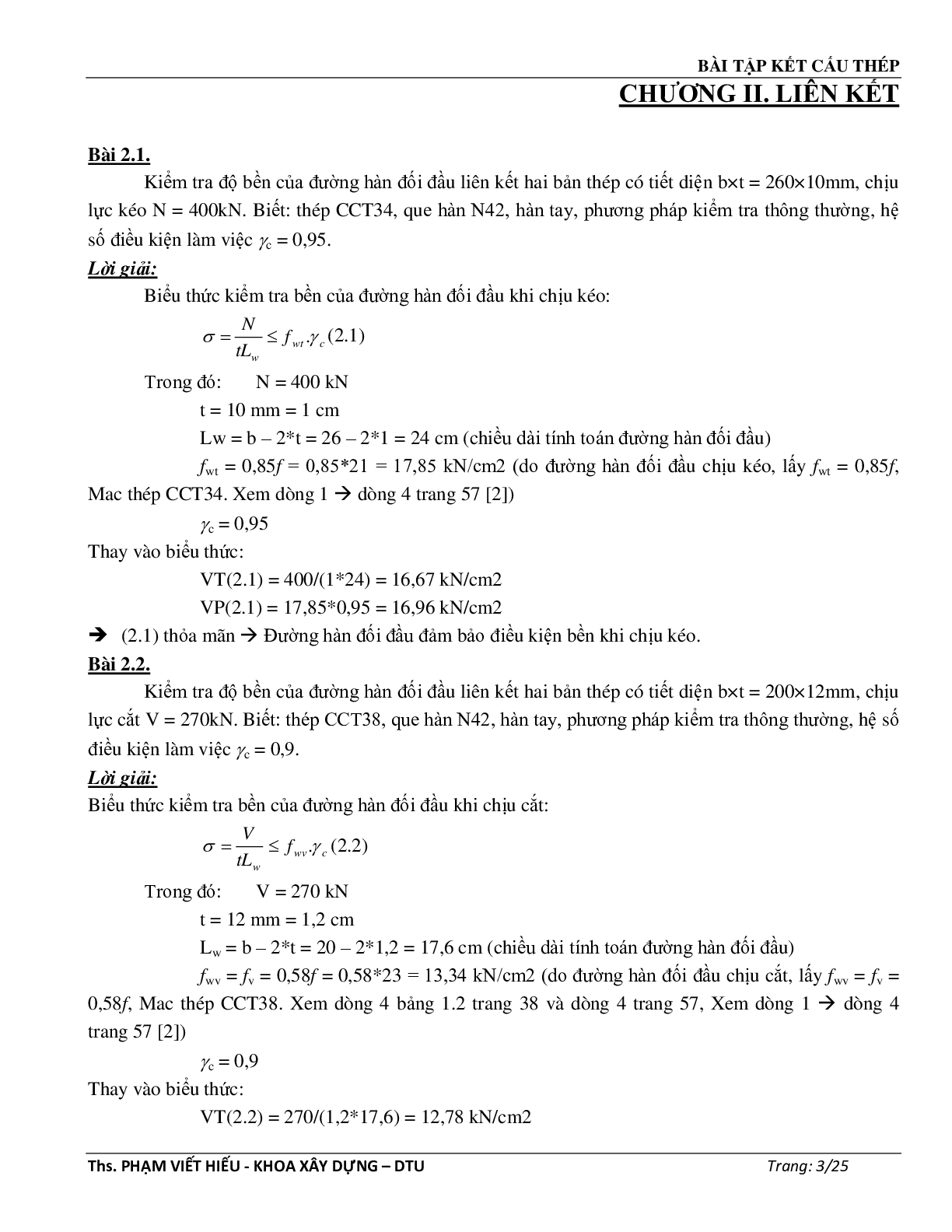 Ngân hàng bài tập môn Kết cấu thép (có đáp án) | Trường Đại học Duy Tân (trang 4)
