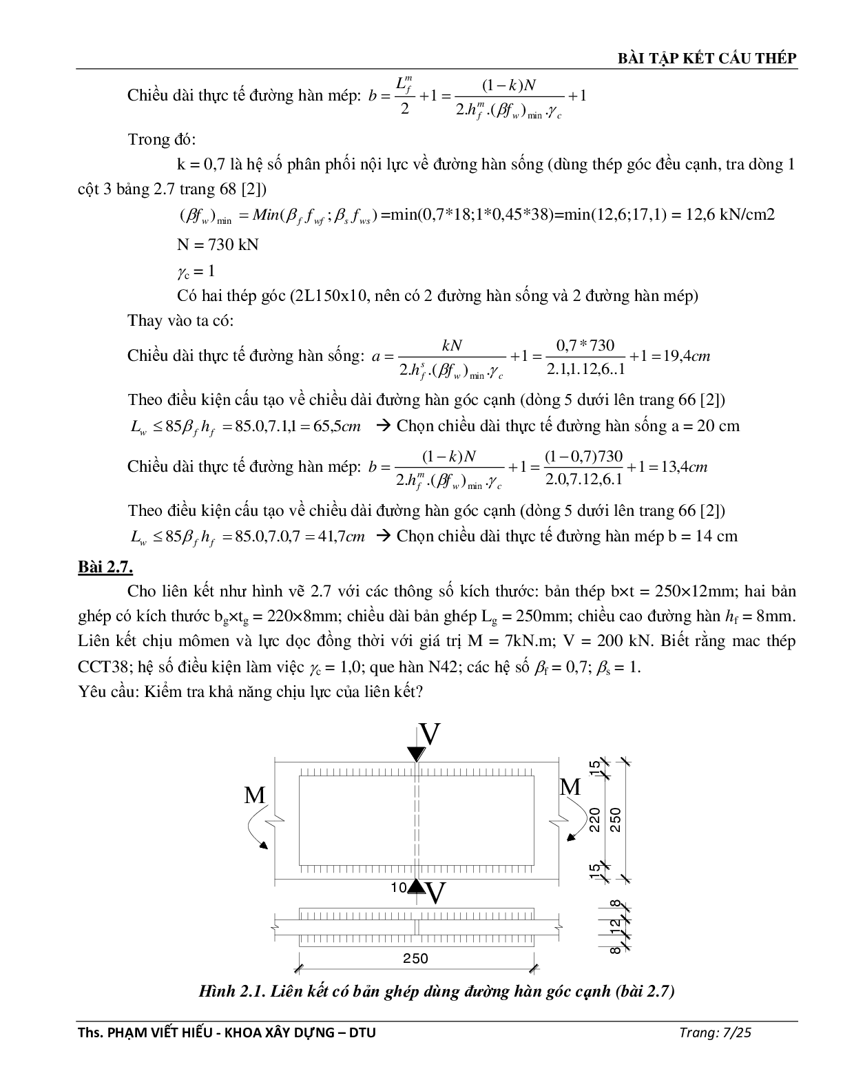 Ngân hàng bài tập môn Kết cấu thép (có đáp án) | Trường Đại học Duy Tân (trang 8)