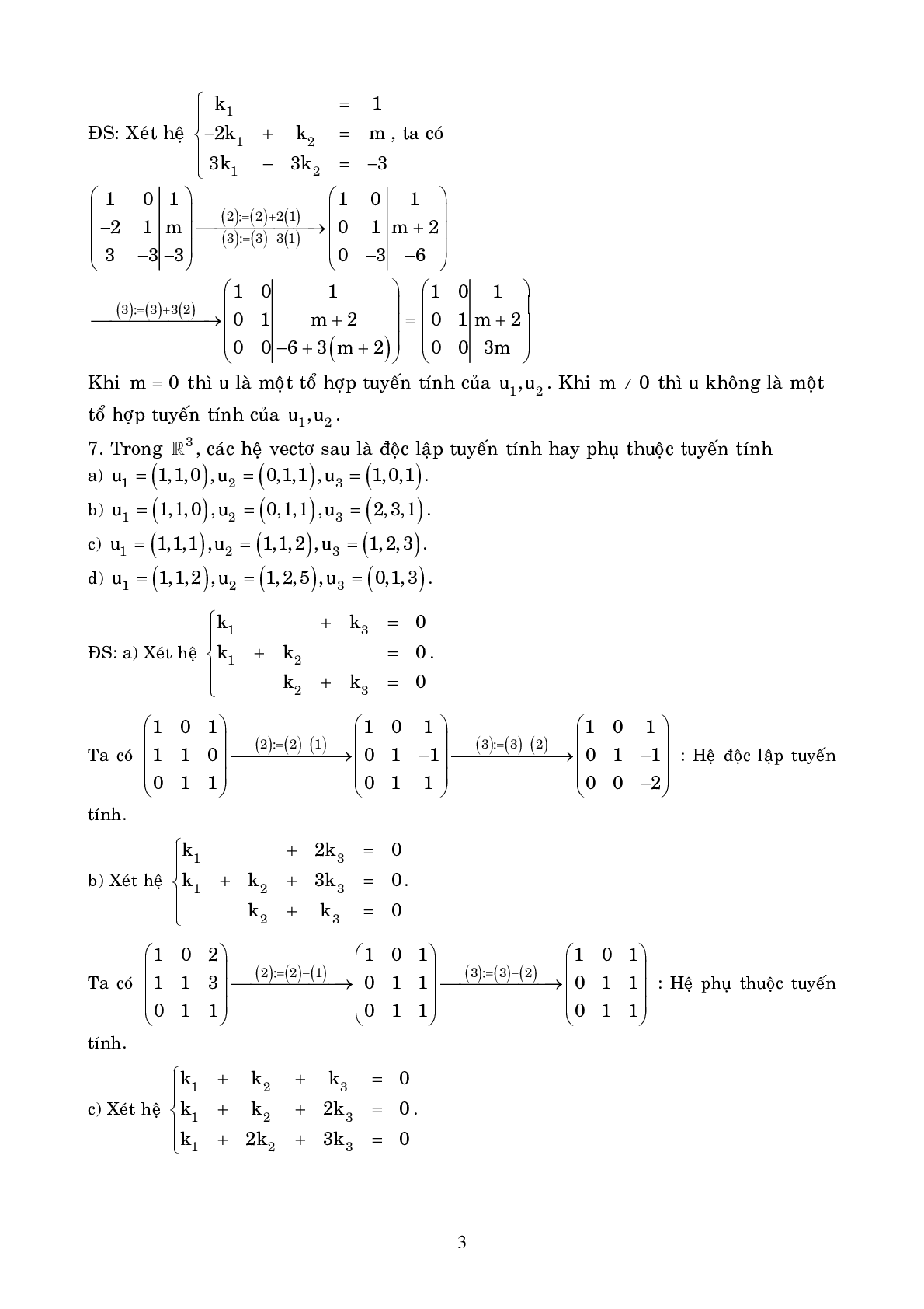 Ngân hàng bài tập KHÔNG GIAN VECTO (có lời giải) | Đề cương ôn tập môn Toán cao cấp (trang 3)