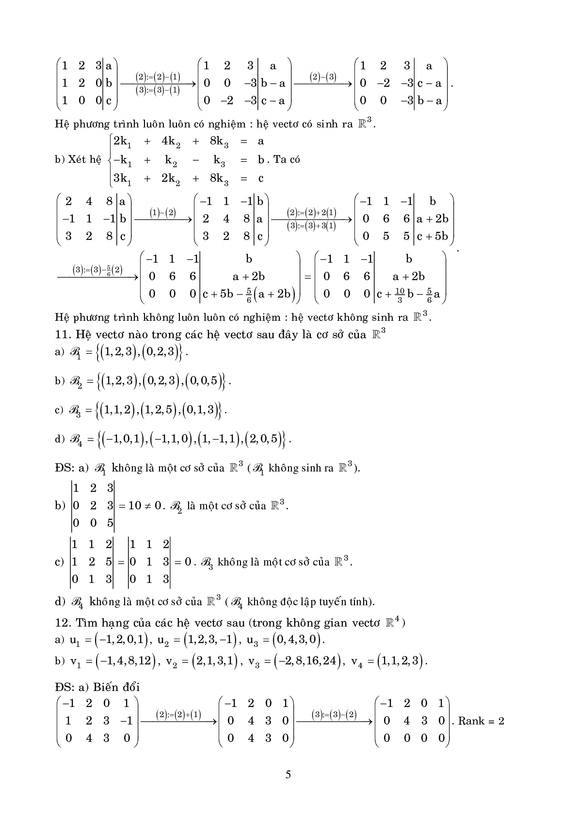 Ngân hàng bài tập KHÔNG GIAN VECTO (có lời giải) | Đề cương ôn tập môn Toán cao cấp (trang 5)