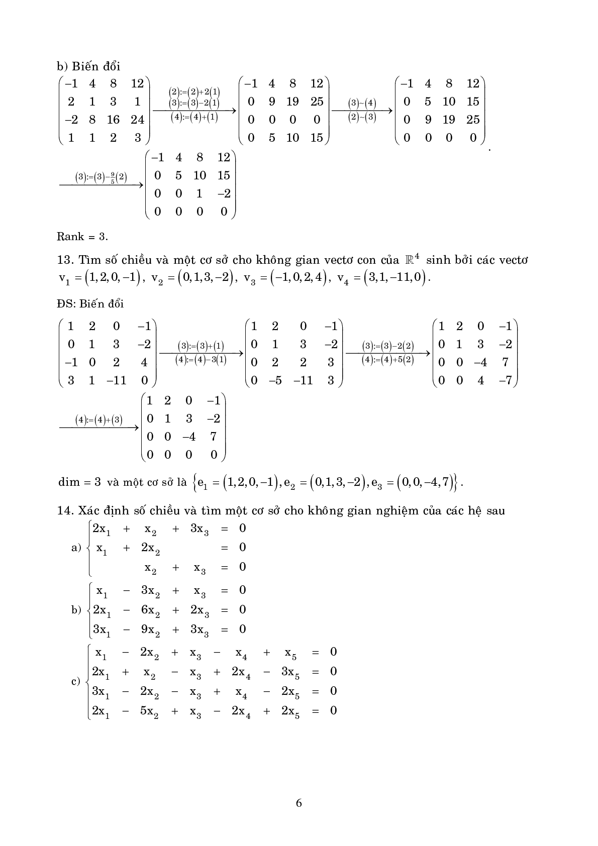 Ngân hàng bài tập KHÔNG GIAN VECTO (có lời giải) | Đề cương ôn tập môn Toán cao cấp (trang 6)
