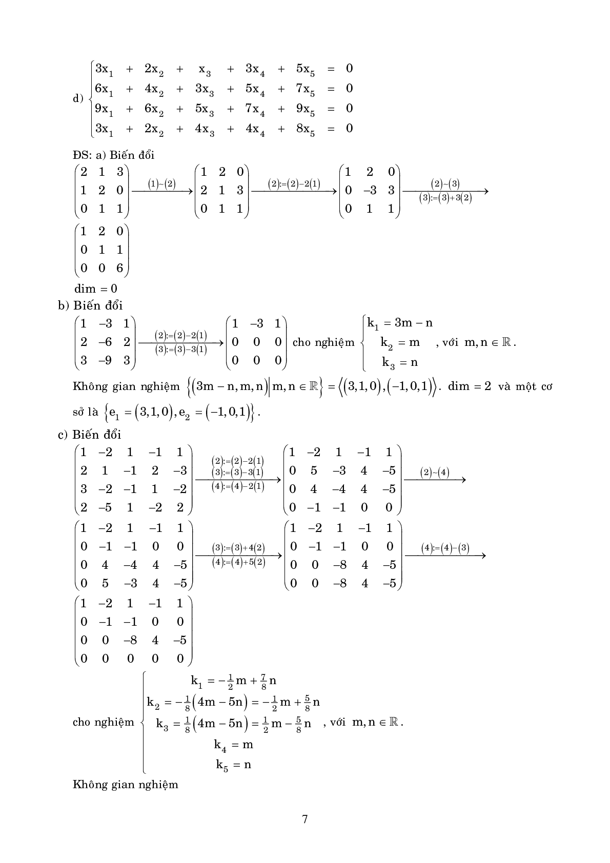 Ngân hàng bài tập KHÔNG GIAN VECTO (có lời giải) | Đề cương ôn tập môn Toán cao cấp (trang 7)