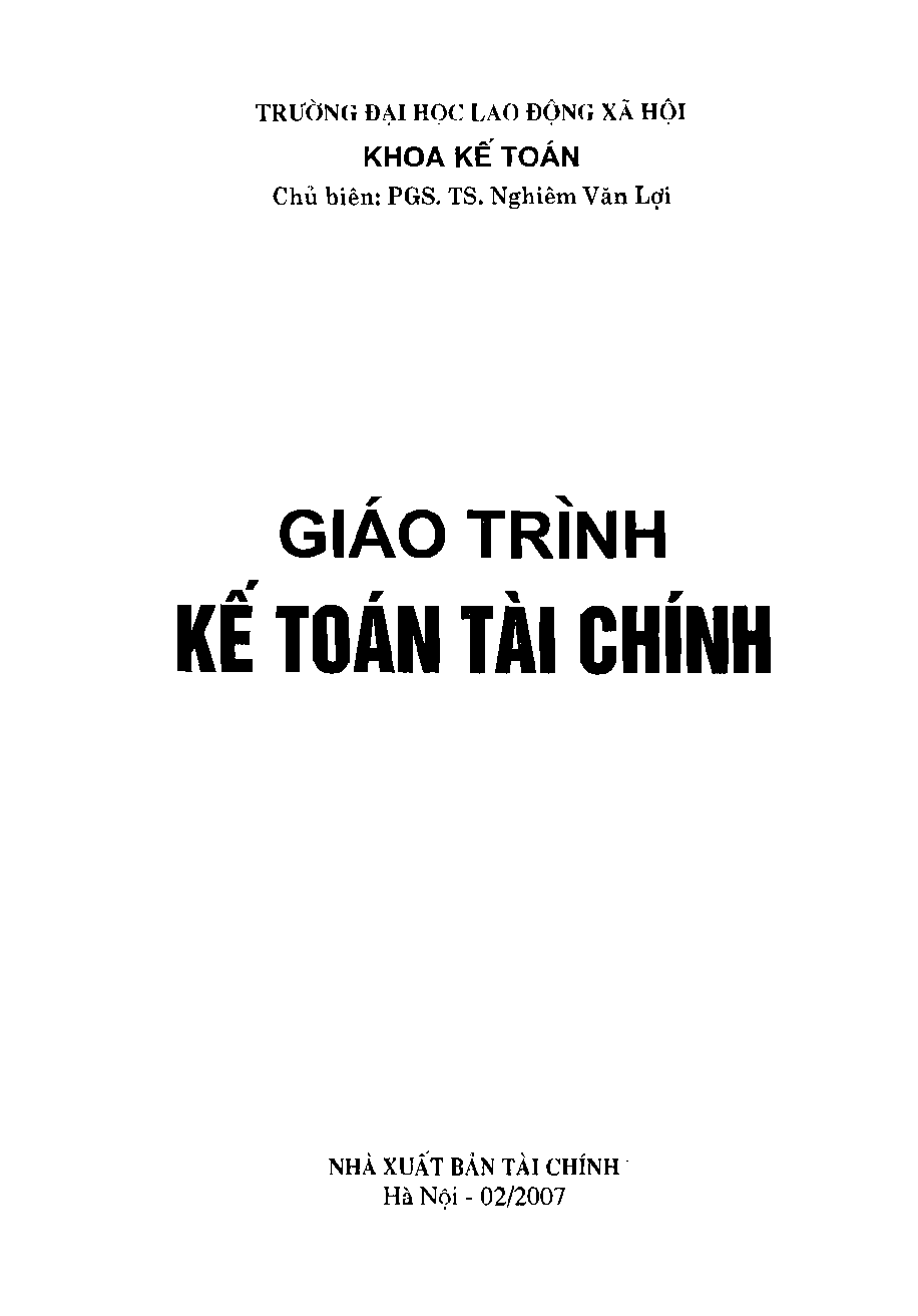 Giáo trình môn Kế toán tài chính | Đại học Lao động và Xã hội (trang 2)