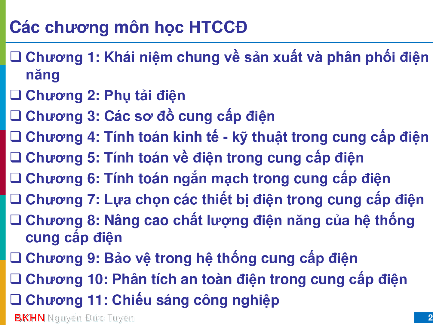 Bài giảng PPT (Power Point) học phần Hệ thống cung cấp điện | SLIDE | Đại học Bách Khoa Hà Nội (trang 2)