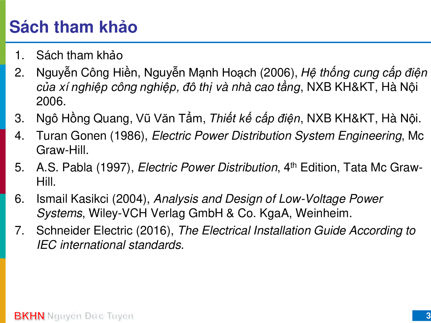 Bài giảng PPT (Power Point) học phần Hệ thống cung cấp điện | SLIDE | Đại học Bách Khoa Hà Nội (trang 3)