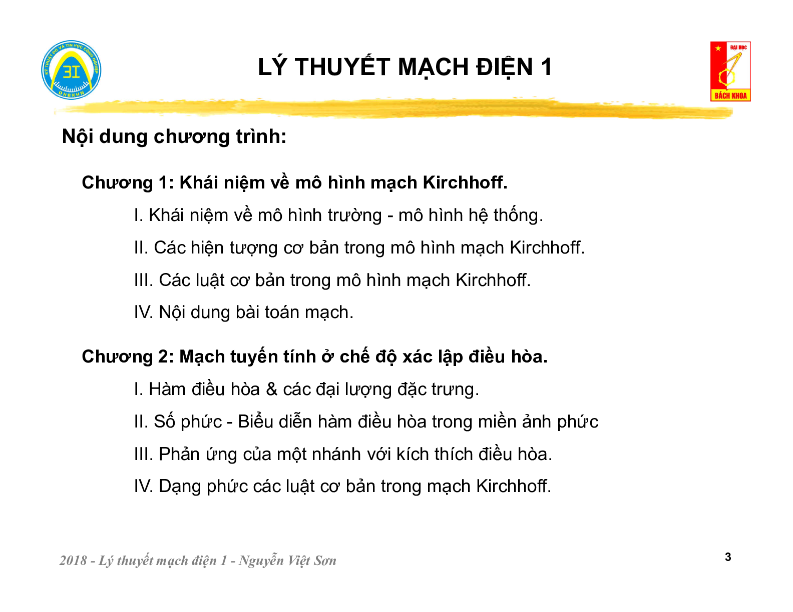 Bài giảng PPT (Power Point) học phần Lý thuyết mạch 1 | SLIDE | Đại học Bách Khoa Hà Nội (trang 3)