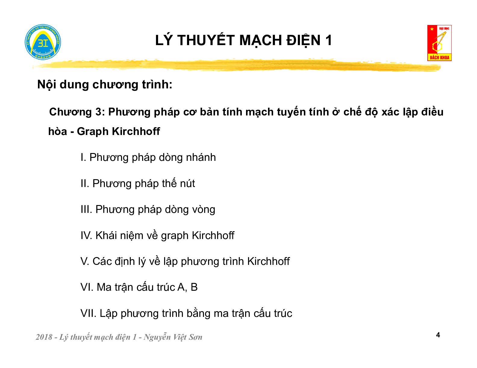 Bài giảng PPT (Power Point) học phần Lý thuyết mạch 1 | SLIDE | Đại học Bách Khoa Hà Nội (trang 4)