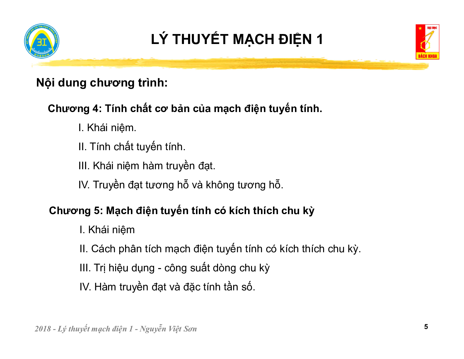 Bài giảng PPT (Power Point) học phần Lý thuyết mạch 1 | SLIDE | Đại học Bách Khoa Hà Nội (trang 5)