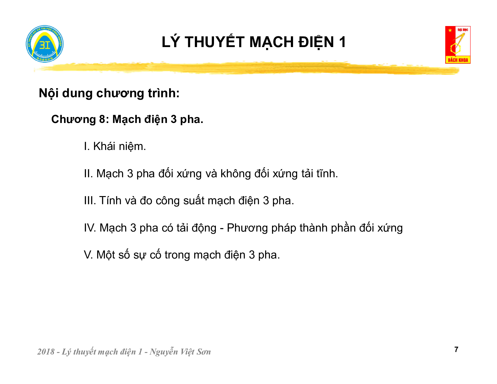 Bài giảng PPT (Power Point) học phần Lý thuyết mạch 1 | SLIDE | Đại học Bách Khoa Hà Nội (trang 7)