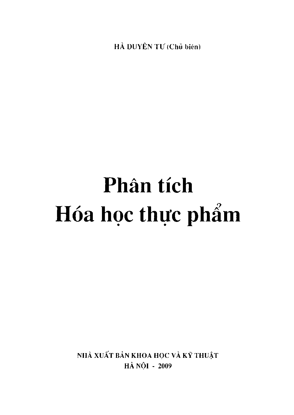 Giáo trình môn Phân tích hoá học thực phẩm | Đại học Bách Khoa Hà Nội (trang 1)